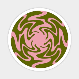 70s Retro Abstract Green and Pink Spiral Magnet